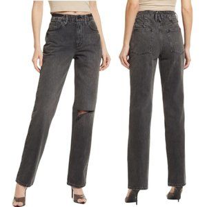 GOOD AMERICAN Jeans Women Size 4 /27 Good '90s Icon Straight Leg Black 267